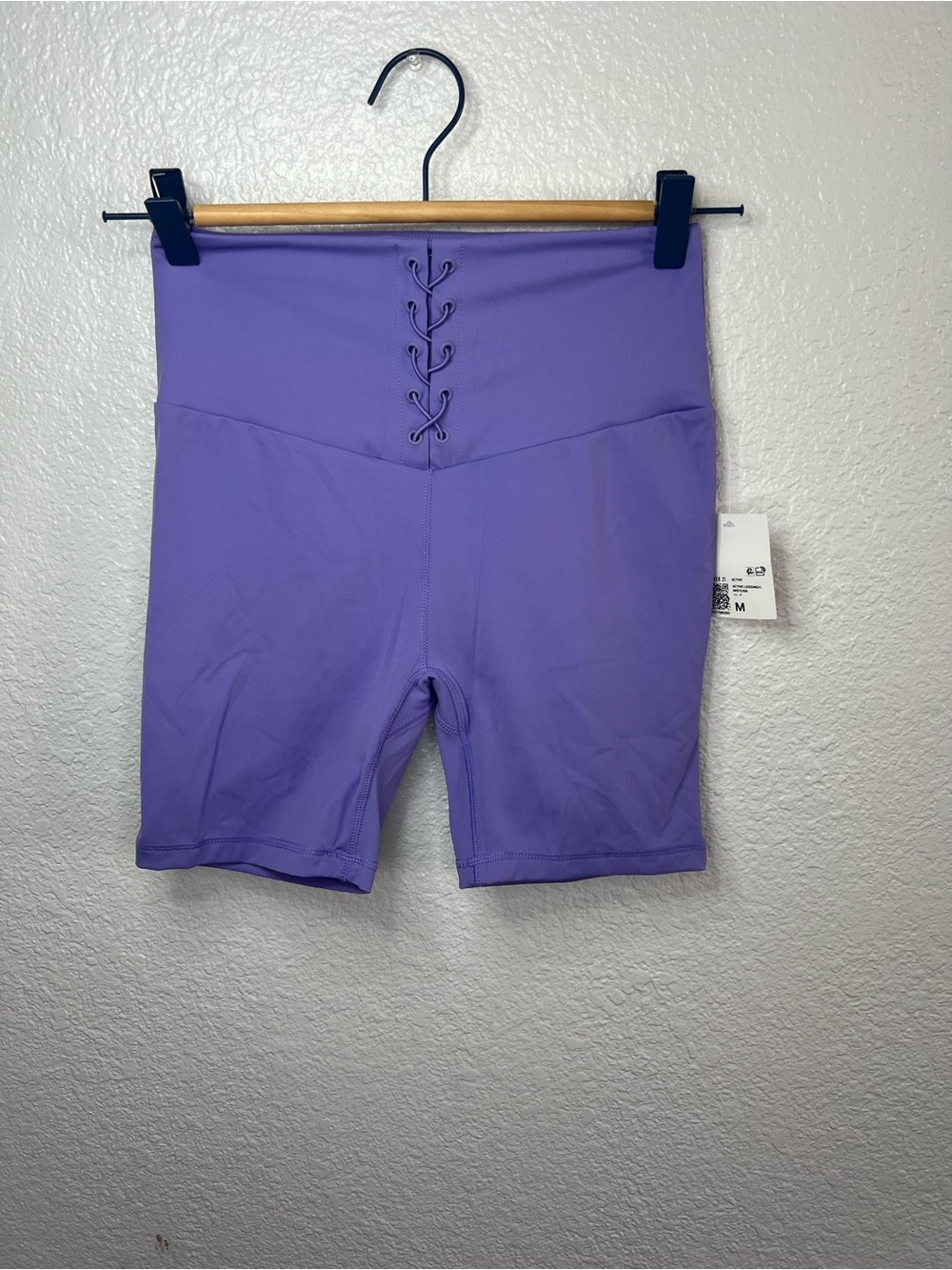 Forever 21 Lavender Lace-Up High-Waist Bike Shorts